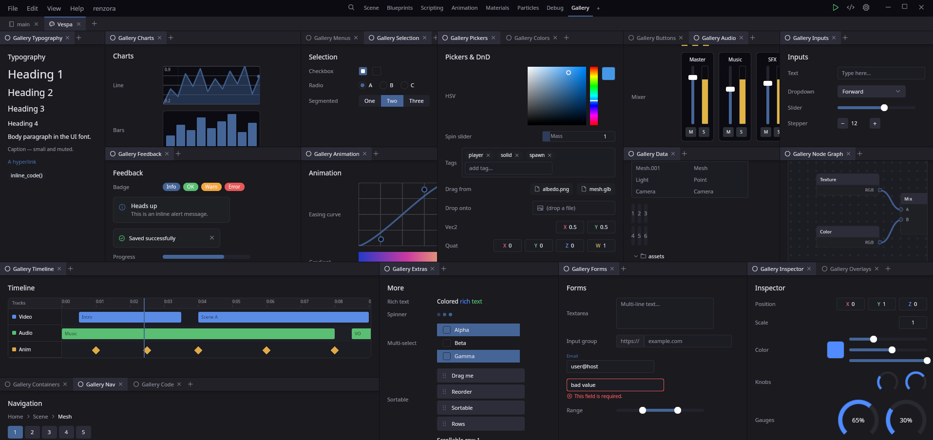 The Ember UI toolkit: charts, inputs, timelines and inspector widgets.